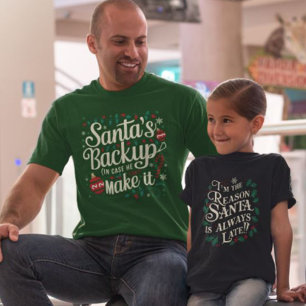 Camiseta Backup de Santa Funny Family Navidades Tees