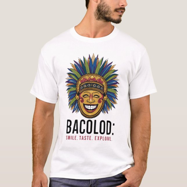 CAMISETA BACOLOD SONRÍE SABOREA EXPLORA (Anverso)