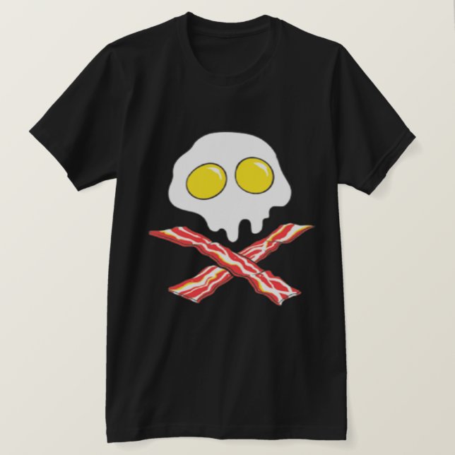 CAMISETA BACON AND EGGS COOL SKULL BONES SPOOF (Anverso del diseño)