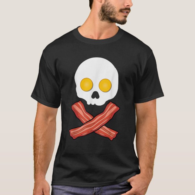 Camiseta Bacon and Eggs Skull Crossbones Funny Fried Breakf (Anverso)