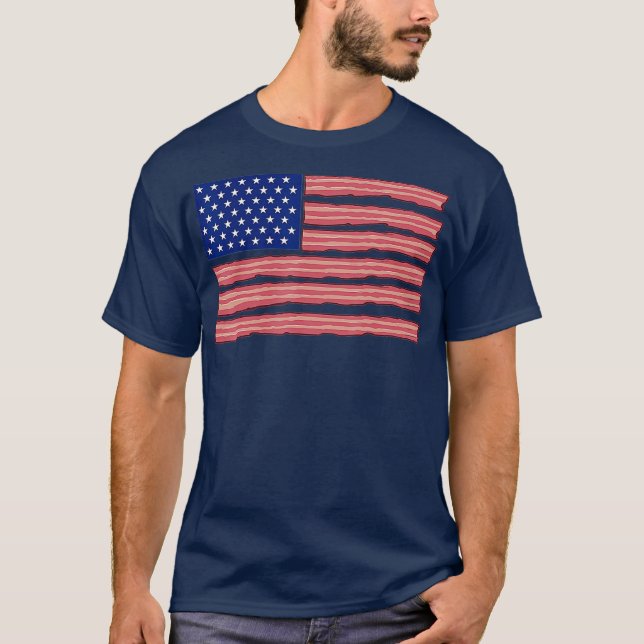 Camiseta bacon Bandera estadounidense patriota bacon estado (Anverso)