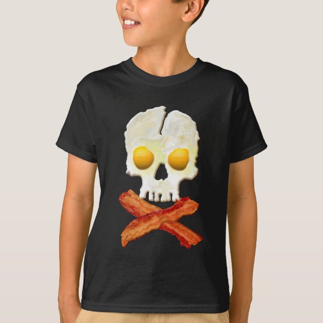 Camiseta Bacon Crossbone Eggs Skull Sizzling (Anverso)