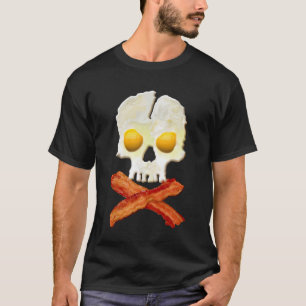 Camiseta Bacon Crossbone Eggs Skull Sizzling