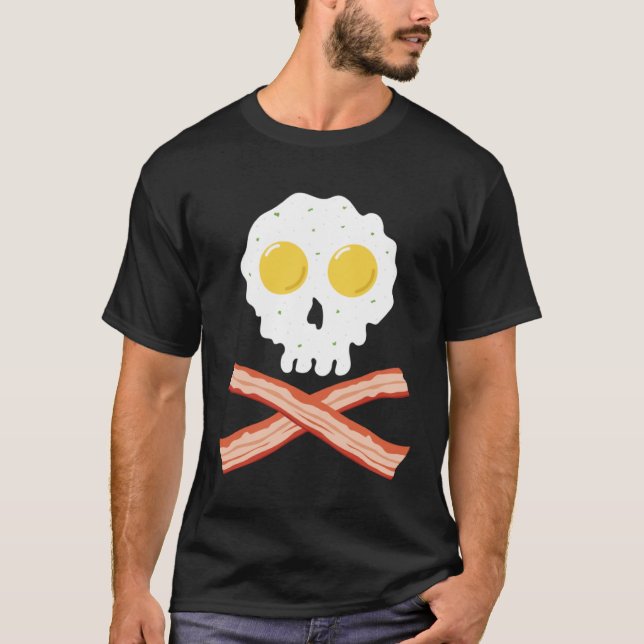 Camiseta Bacon Crossbone & Sunnyside Up Eggs Skull Breakf (Anverso)