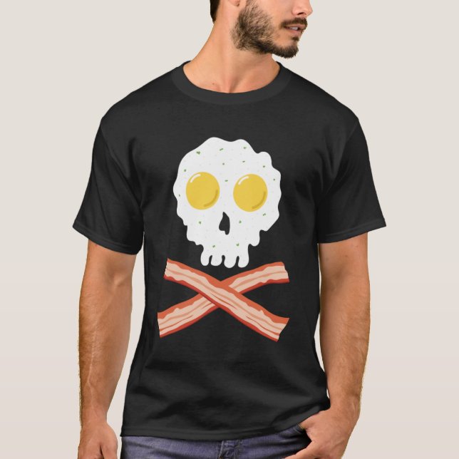 Camiseta Bacon Crossbone & Sunnyside Up Eggs Skull Breakf (Anverso)