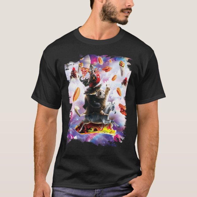 Camiseta Bacon Donut with Hot Dog Cat & Pizza Taco Burrito (Anverso)