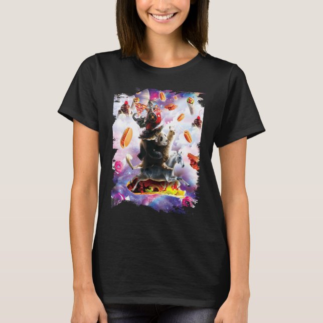 Camiseta Bacon Donut with Hot Dog Cat & Pizza Taco Burrito (Anverso)