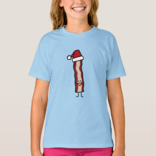 Camiseta Bacon llevando Navidades de Santa Hat