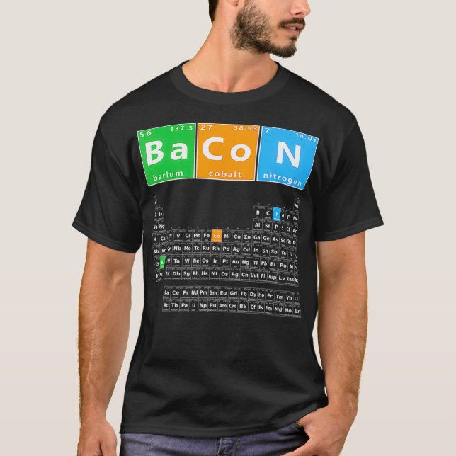 Camiseta Bacon Periódico Table Gracioso Meme de Química Bac (Anverso)