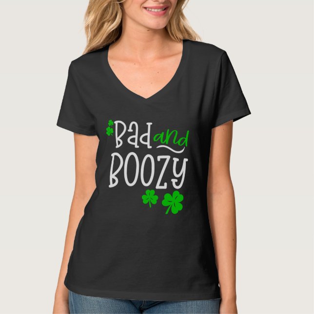 Camiseta Bad and Boozy St Patricks Day party Drinking St Pa (Anverso)