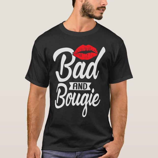 Camiseta Bad and Bougie Melanin Poppin Black History Month  (Anverso)