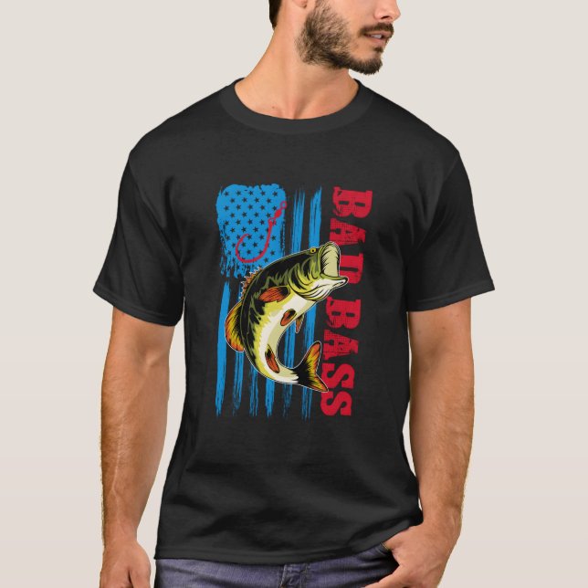 Camiseta Bad Bass Flag Fishing (Anverso)