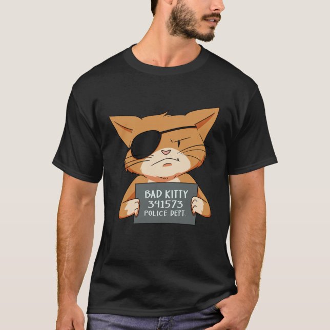 Camiseta Bad Cat Gangster Mugshot Kitty For Pet (Anverso)