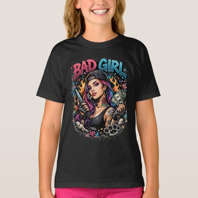 Camiseta Bad Girl Graffiti Teen Girl Graphic Tee – Bold tee (Anverso)