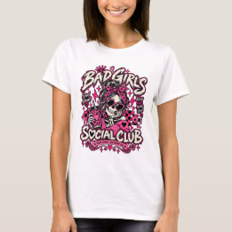 Camiseta Bad Girls Social Club Skeleton Halloween T-Shirt