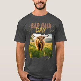 Camiseta Bad Hair Day-Hochlandrind mit wilder Frisur