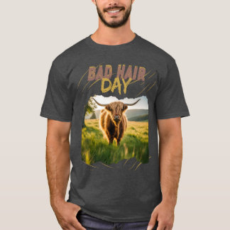 Camiseta Bad Hair Day-Hochlandrind mit wilder Frisur