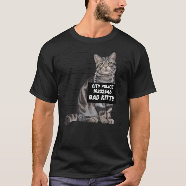 Camiseta Bad Kitten hace cola para que la policía de la ciu (Anverso)