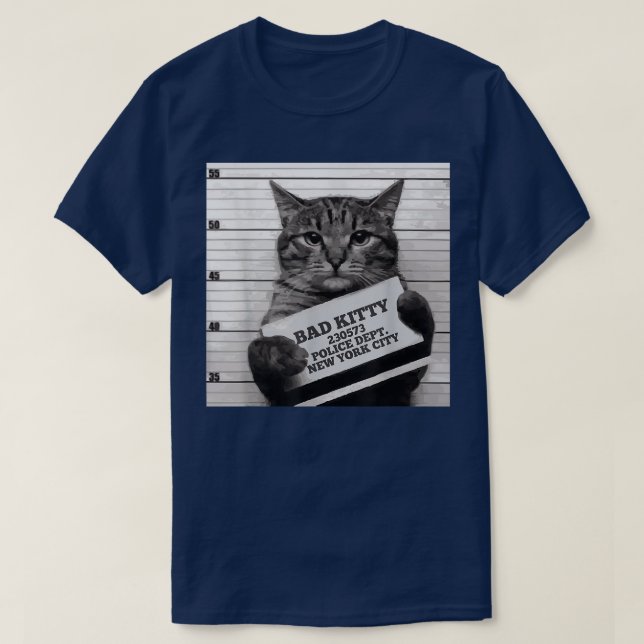 Camiseta Bad Kitty Mugshot prisionero de prisión por gato  (Diseño del anverso)