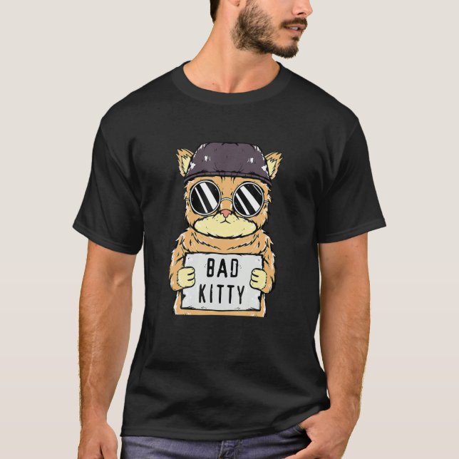 Camiseta Bad Kitty Mugshot prisionero de prisión por un gat (Anverso)