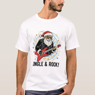 Camiseta Bad Santa Rock and Roll Christmas Holiday Shirt