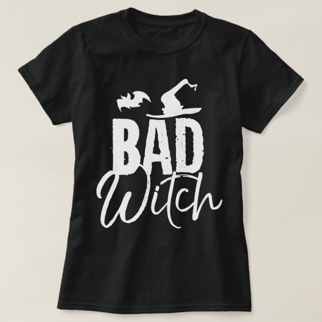 Camiseta Bad Witch Funny Halloween Party Couples Costume Lo (Diseño del anverso)