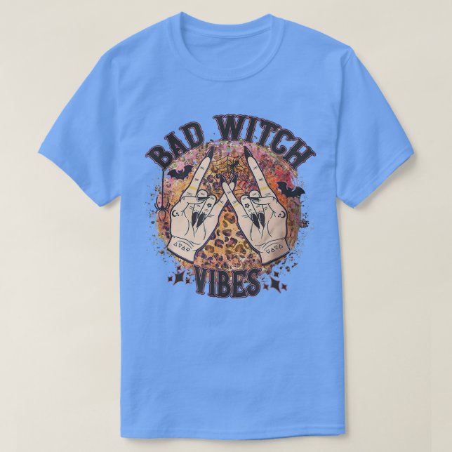 Camiseta Bad Witch Vibes Leopard funny halloween  (Diseño del anverso)