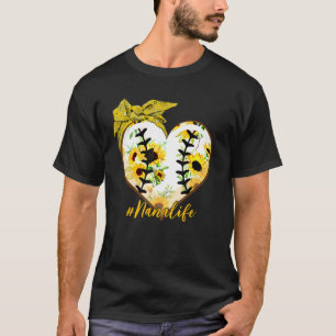 Camiseta Badana Heart Baseball Nana Life Béisbol Mom Sunfl