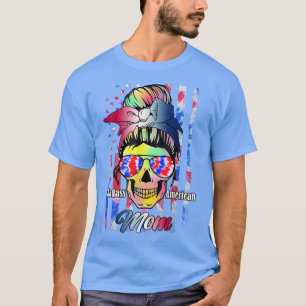 Camiseta Badass American Mom Skeleton Tie Dye 4 De Julio M