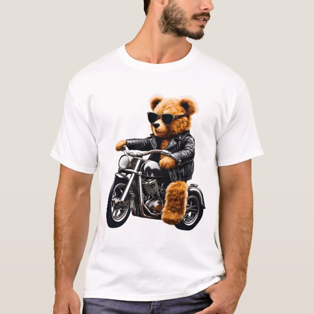 Camiseta Badass Biker Teddy Bear Art (Anverso)