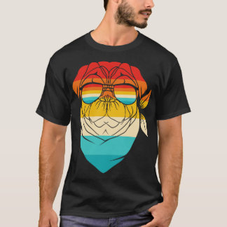 Camiseta Badass de Pug Retro Dog