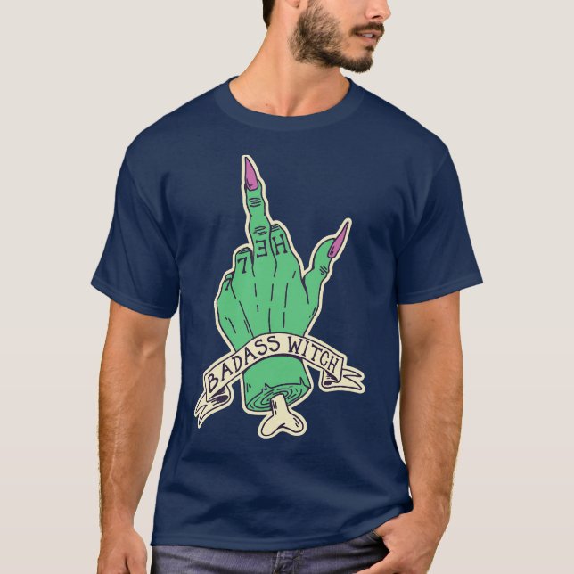 Camiseta Badass Witch Funny Witch Middle Finger (Anverso)