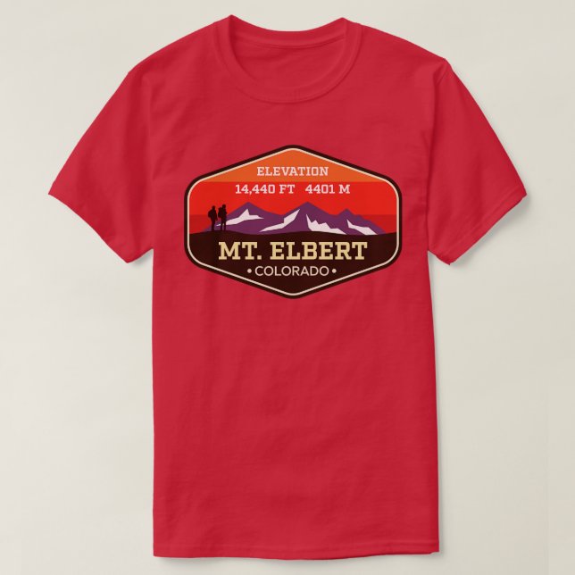 Camiseta Badg de escalada de montaña Mount Elbert Colorado  (Diseño del anverso)