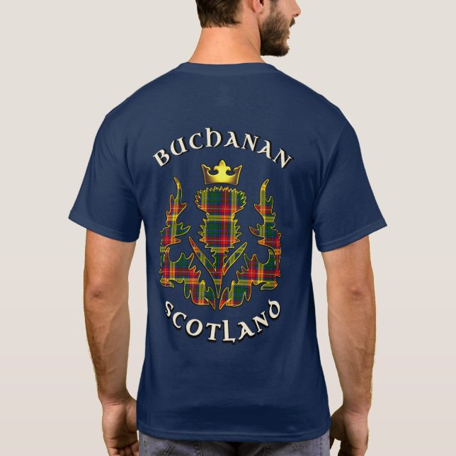 Camiseta Badge Buchanan Clan y Tartán con Motto (Reverso)
