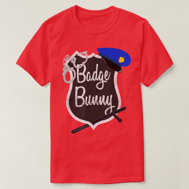 Camiseta Badge Bunny Gracioso Policía De Vuelta De La Polic (Diseño del anverso)