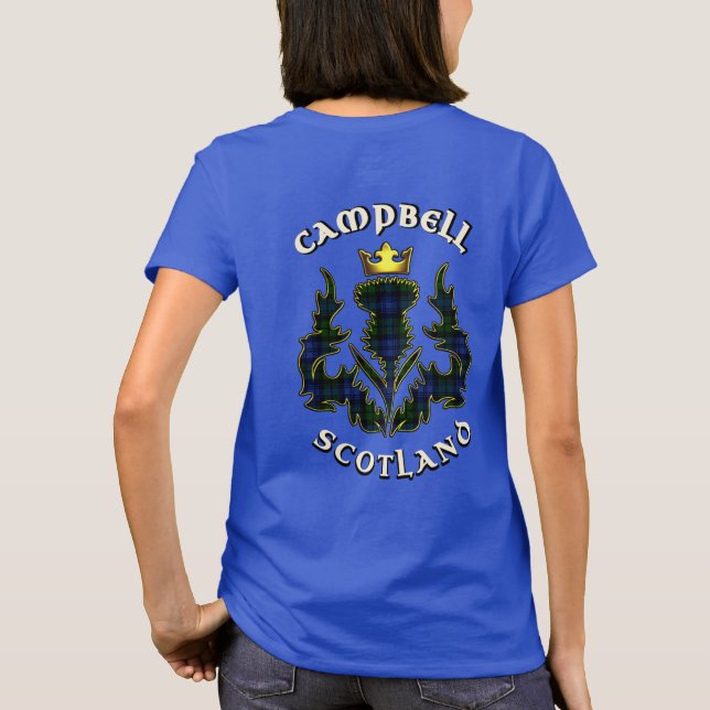 Camiseta Badge Campbell Clan y Tartán con Motto (Reverso)