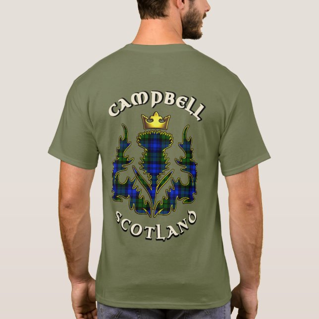 Camiseta Badge Campbell Clan y Tartán con Motto (Reverso)