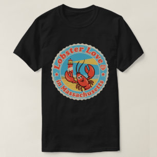Camiseta Badge_ Lobster de Retro Massachusetts con rueda de