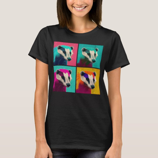 Camiseta Badger Pop Ilustracion Colorful Animal Women Hombr (Anverso)