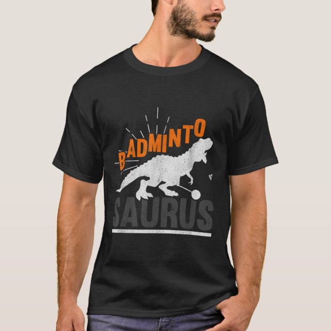 Camiseta Badminto Saurus Rex Birdie Shuttle Dinosaur Badmin (Anverso)