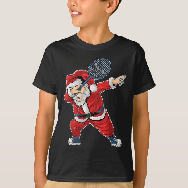 Camiseta Badminton Christmas Dabbing Santa Claus With Shutt (Anverso)