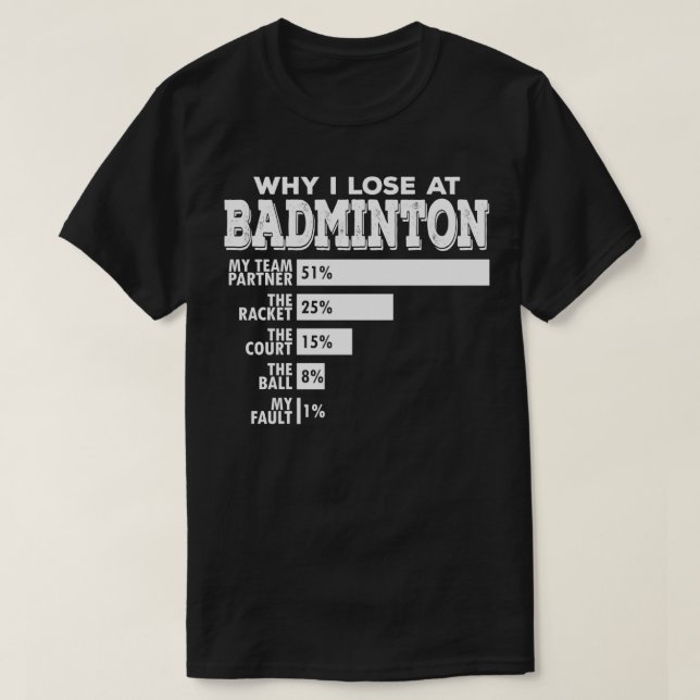 Camiseta Badminton Doble Por Qué Perdí A Funny Pun Diciendo (Diseño del anverso)