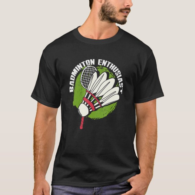 Camiseta Badminton Enthusiast Racket Shuttlecock (Anverso)