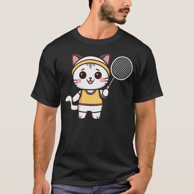 Camiseta Badminton Funny Cat Women Girls Badminton Player K (Anverso)