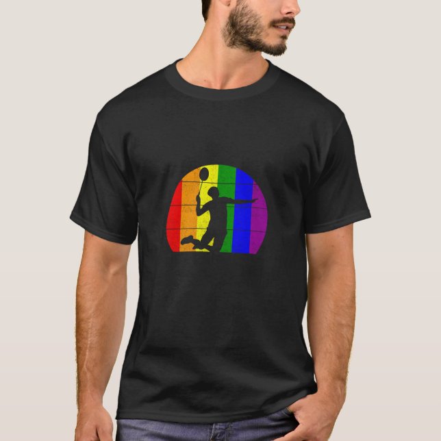 Camiseta Badminton LGBTQ  for men players gay sports ally (Anverso)