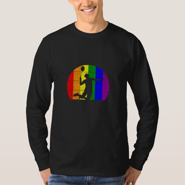 Camiseta Badminton LGBTQ  for men players gay sports ally (Anverso)