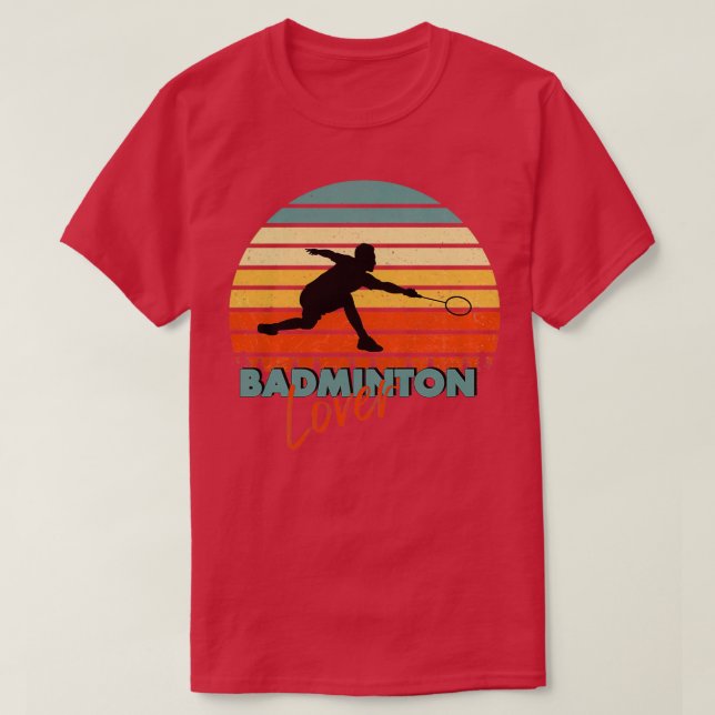 Camiseta Badminton Lover Sunset Vintage Retro Style T (Diseño del anverso)