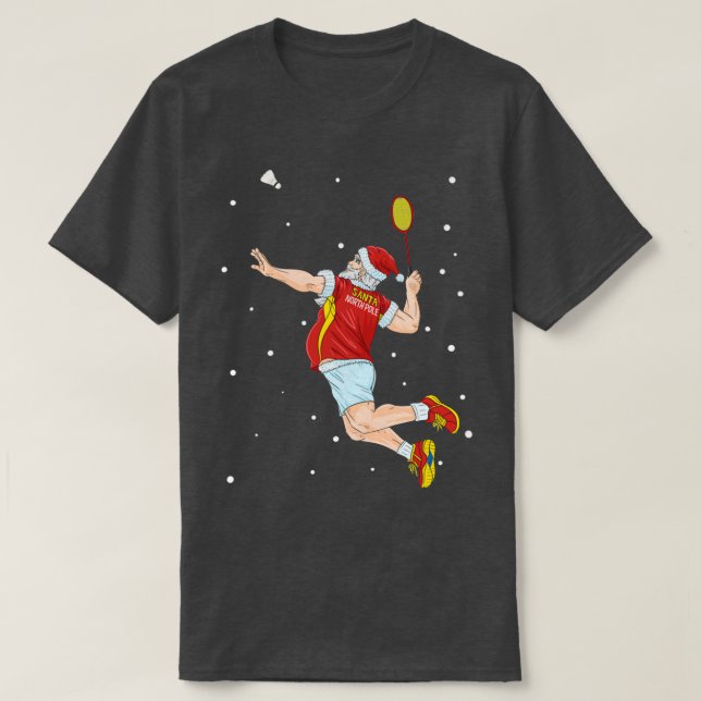 Camiseta Badminton Santa Claus Shuttlecock Christmas (Diseño del anverso)