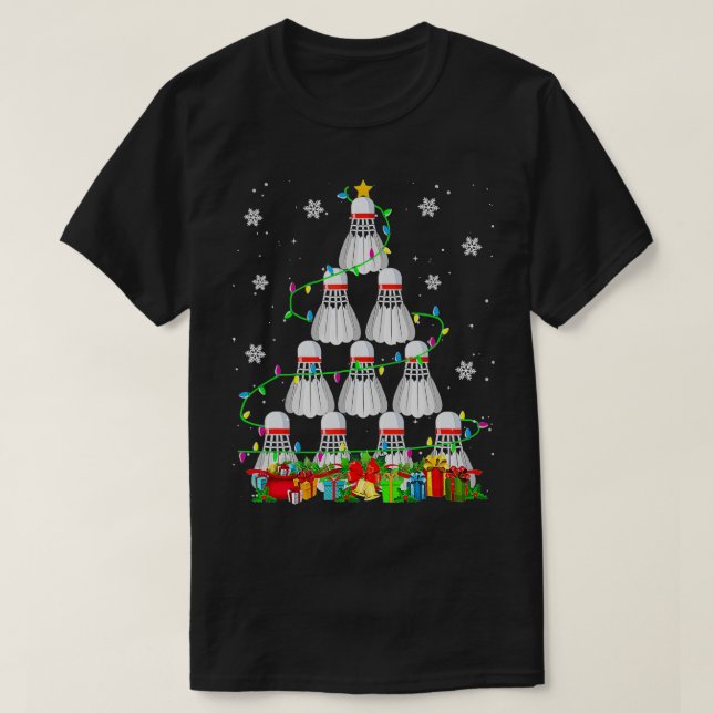 Camiseta Badminton Shuttlecock Árbol de Navidad Badminton L (Diseño del anverso)