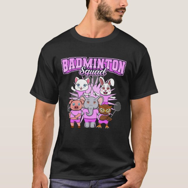 Camiseta Badminton Squad Cute Animals Shuttlecock (Anverso)